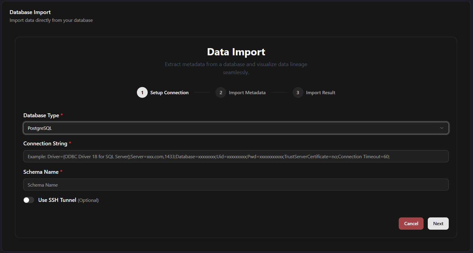 PostgreSQL Import